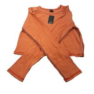 Wild Fable Women's Size XL Long Sleeve Slim Fit Baby Ribbed Tee Shirt Peach New
